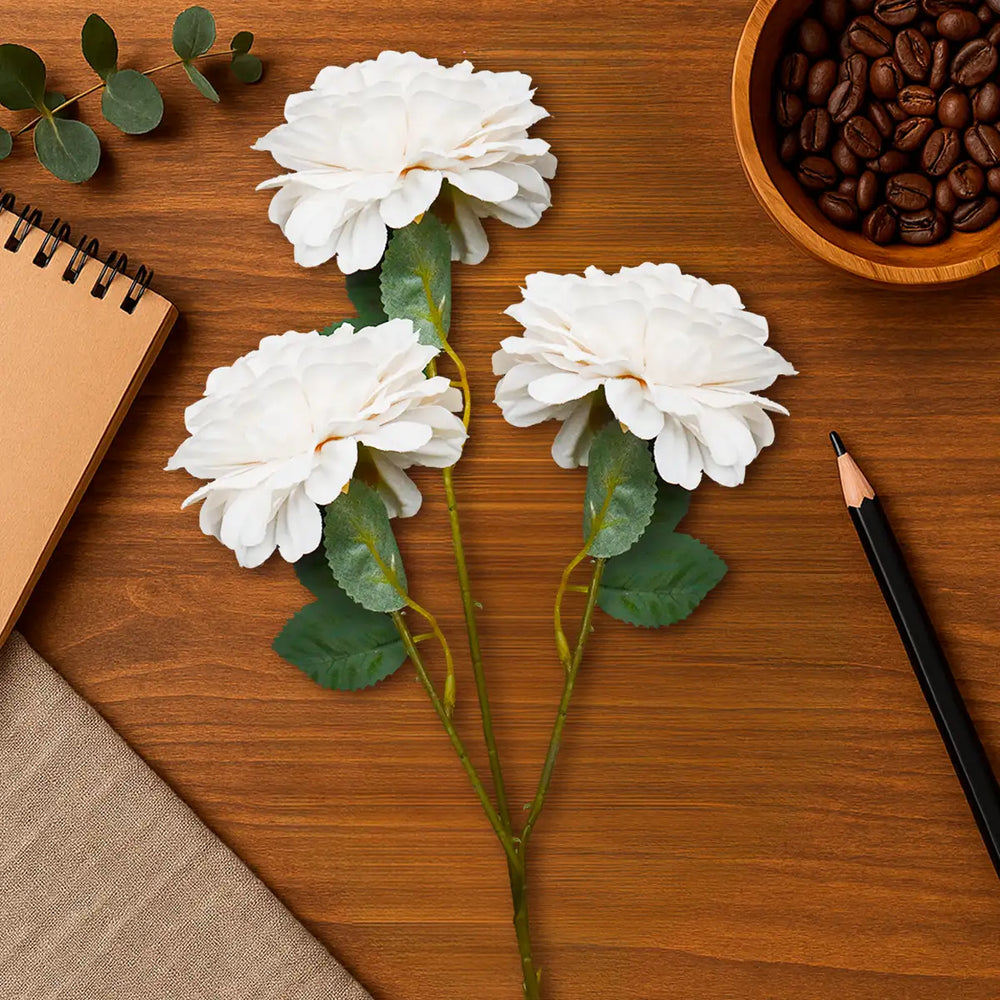 Flores Artificiales, Color Beige, 3 pzas