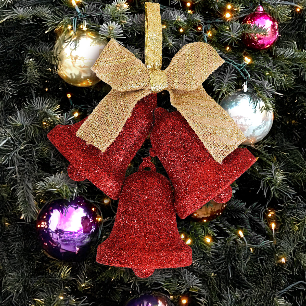 Decoración Colgante de Campanas, Color Rojo