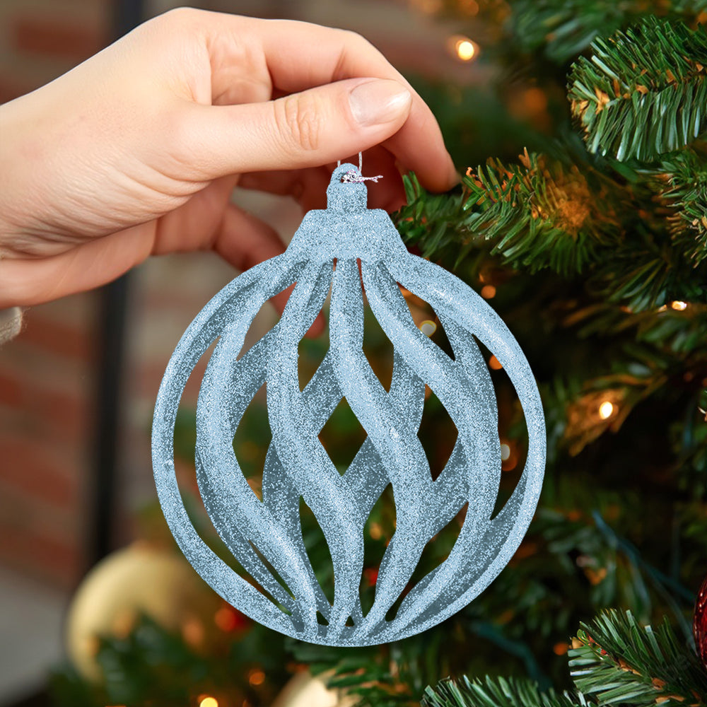 Esfera Navideña, Glitter, Color Azul, 17 cm