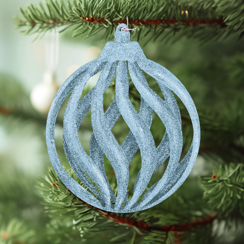 Esfera Navideña, Glitter, Color Azul, 17 cm