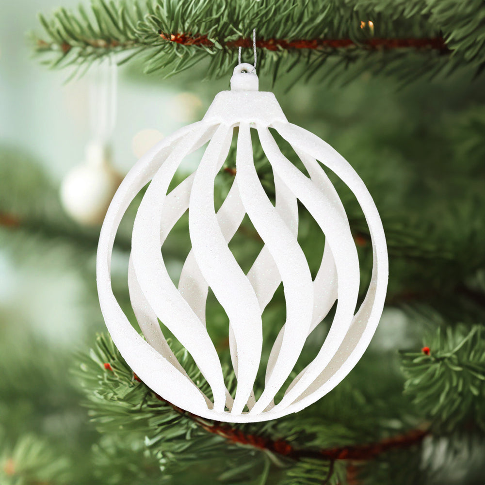 Esfera Navideña, Glitter, Color Blanco, 17 cm