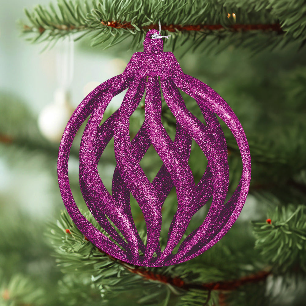 Esfera Navideña, Glitter, Color Morado, 17 cm