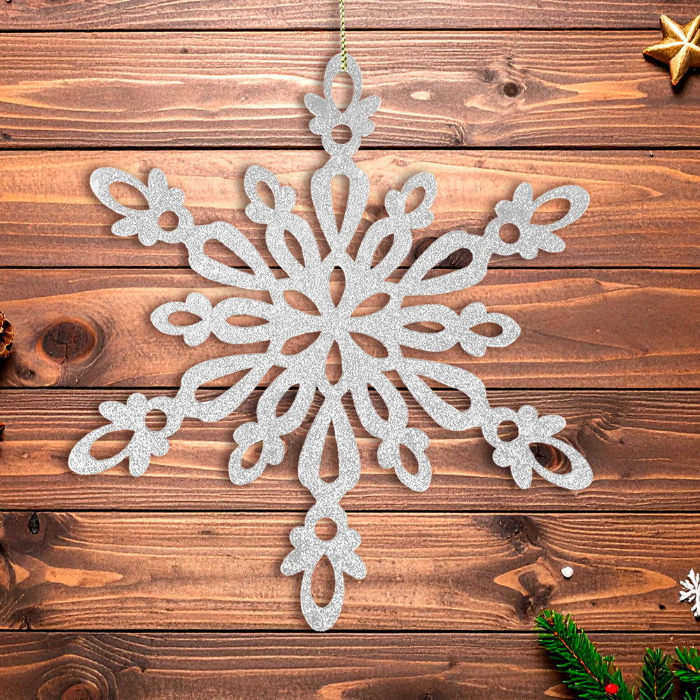 Copo de Nieve Jumbo con Glitter, Color Plata
