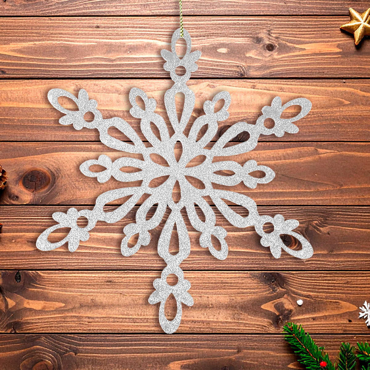 Copo de Nieve Jumbo con Glitter, Color Plata