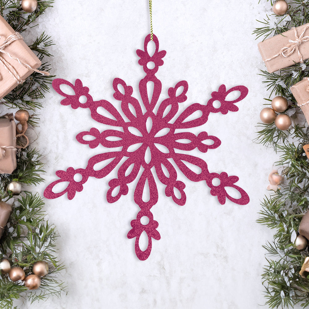 Copo de Nieve Jumbo con Glitter, Color Fucsia