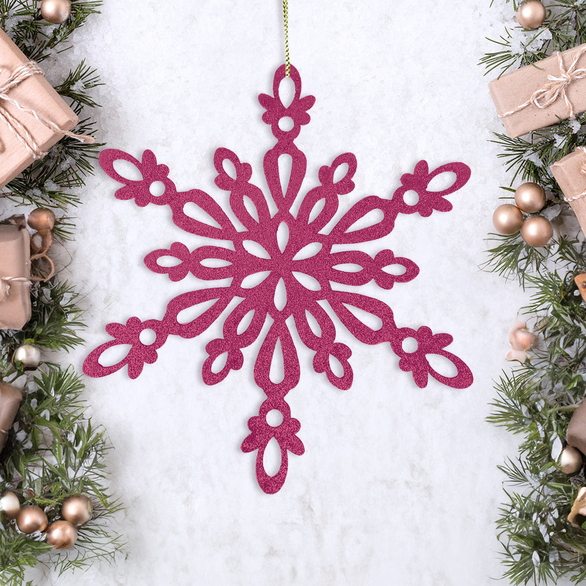 Copo de Nieve Jumbo con Glitter, Color Fucsia