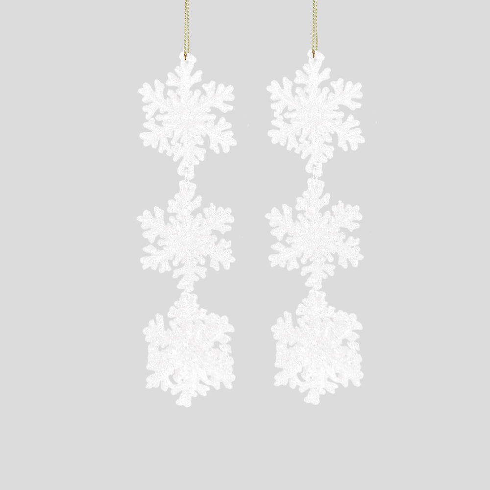 Copo de Nieve, Ornamento Colgante, Color Blanco, 2 pzas