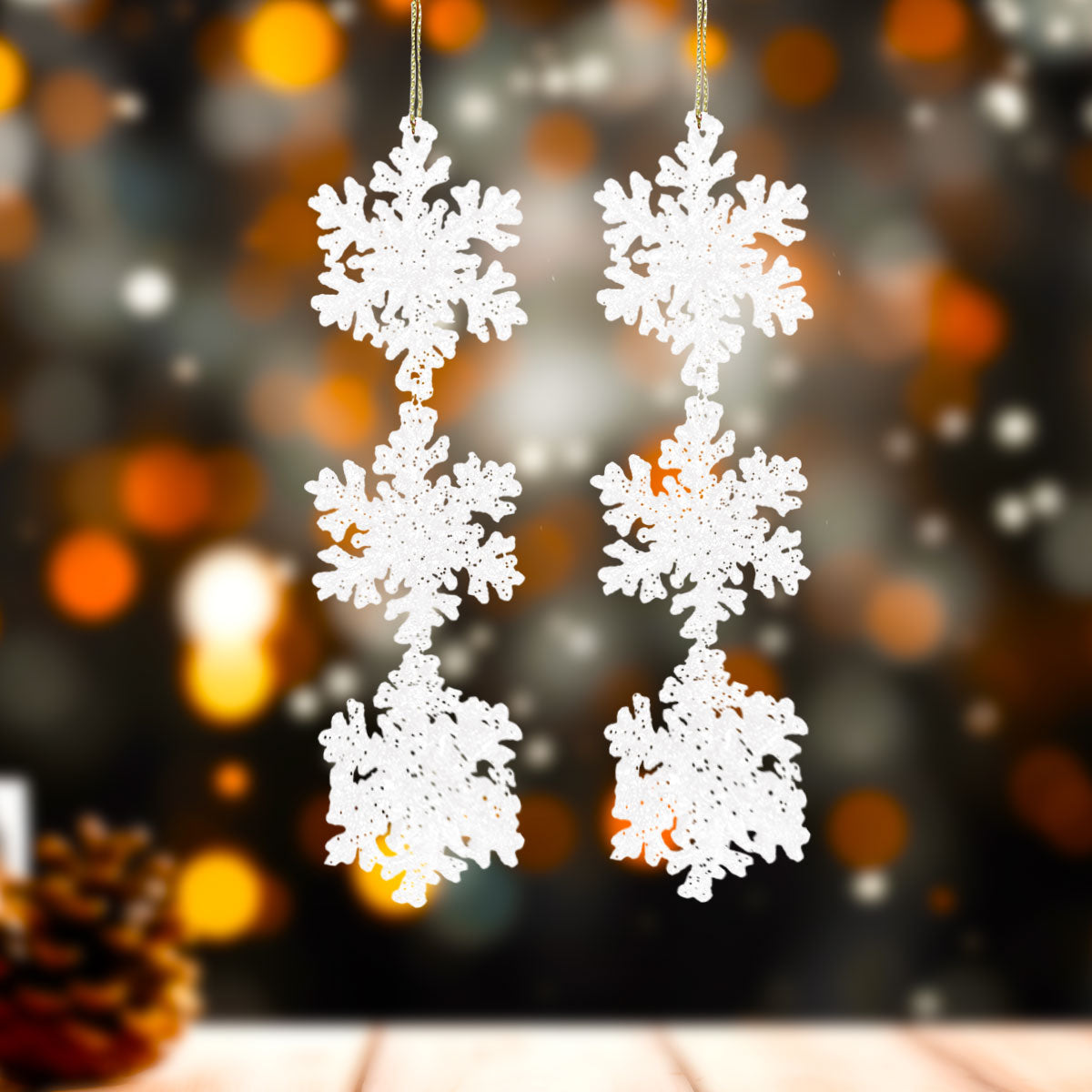 Copo de Nieve, Ornamento Colgante, Color Blanco, 2 pzas