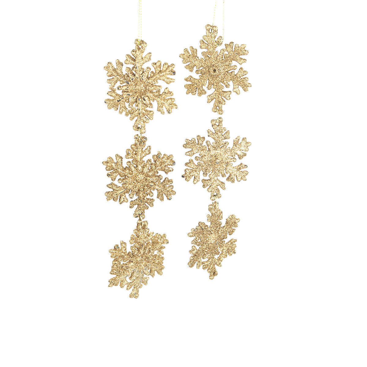 Copo de Nieve, Ornamento Colgante, Color Oro, 2 pzas