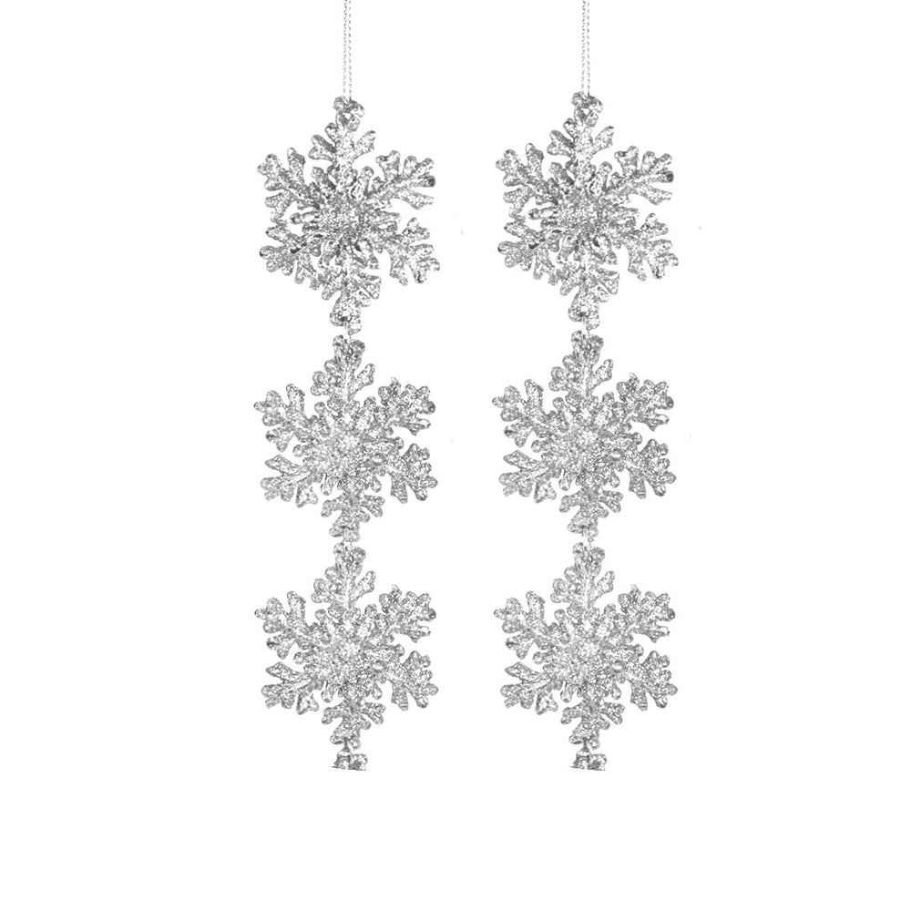 Copo de Nieve, Ornamento Colgante, Color Plata, 2 pzas