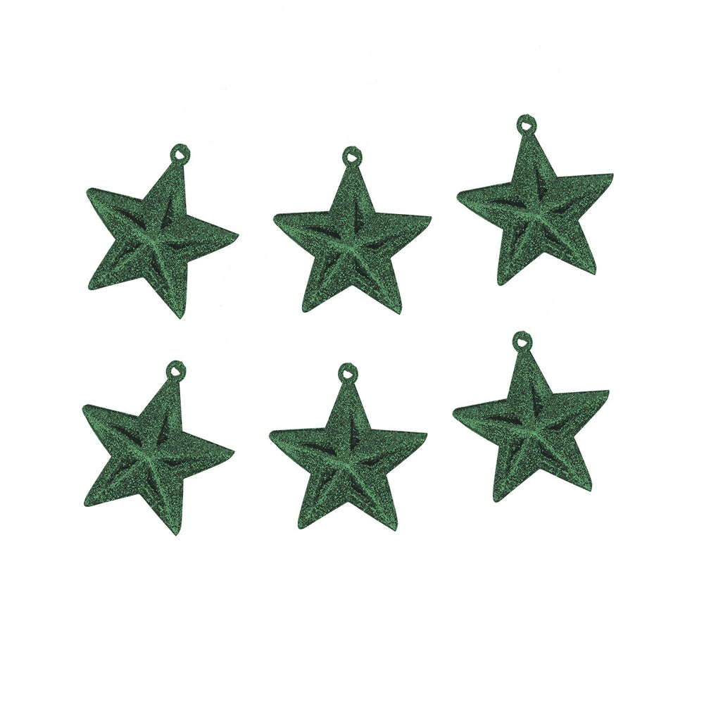 Mini Estrellas, Ornamento Navideño Glitter, Color Verde