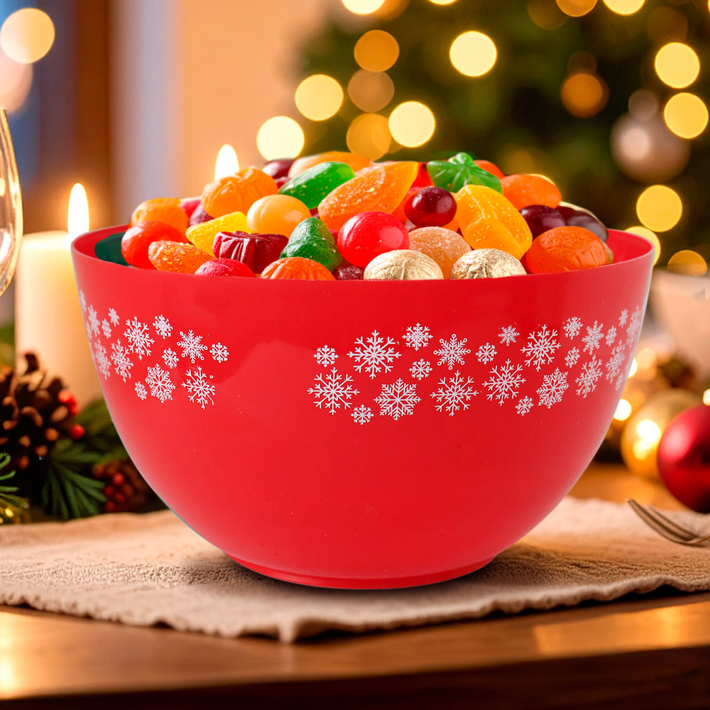 Recipiente de Plástico Navideño, Color Rojo