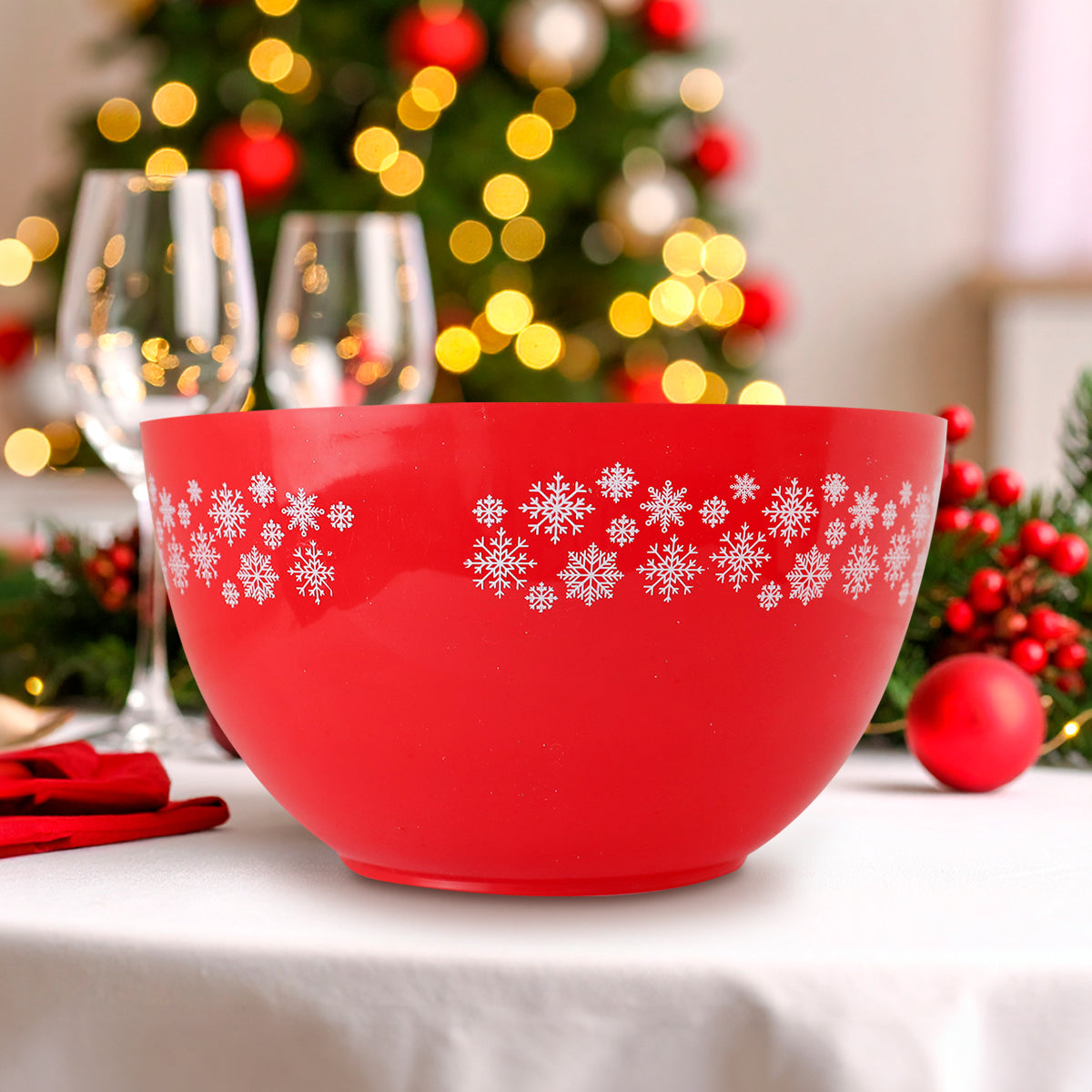 Recipiente de Plástico Navideño, Color Rojo