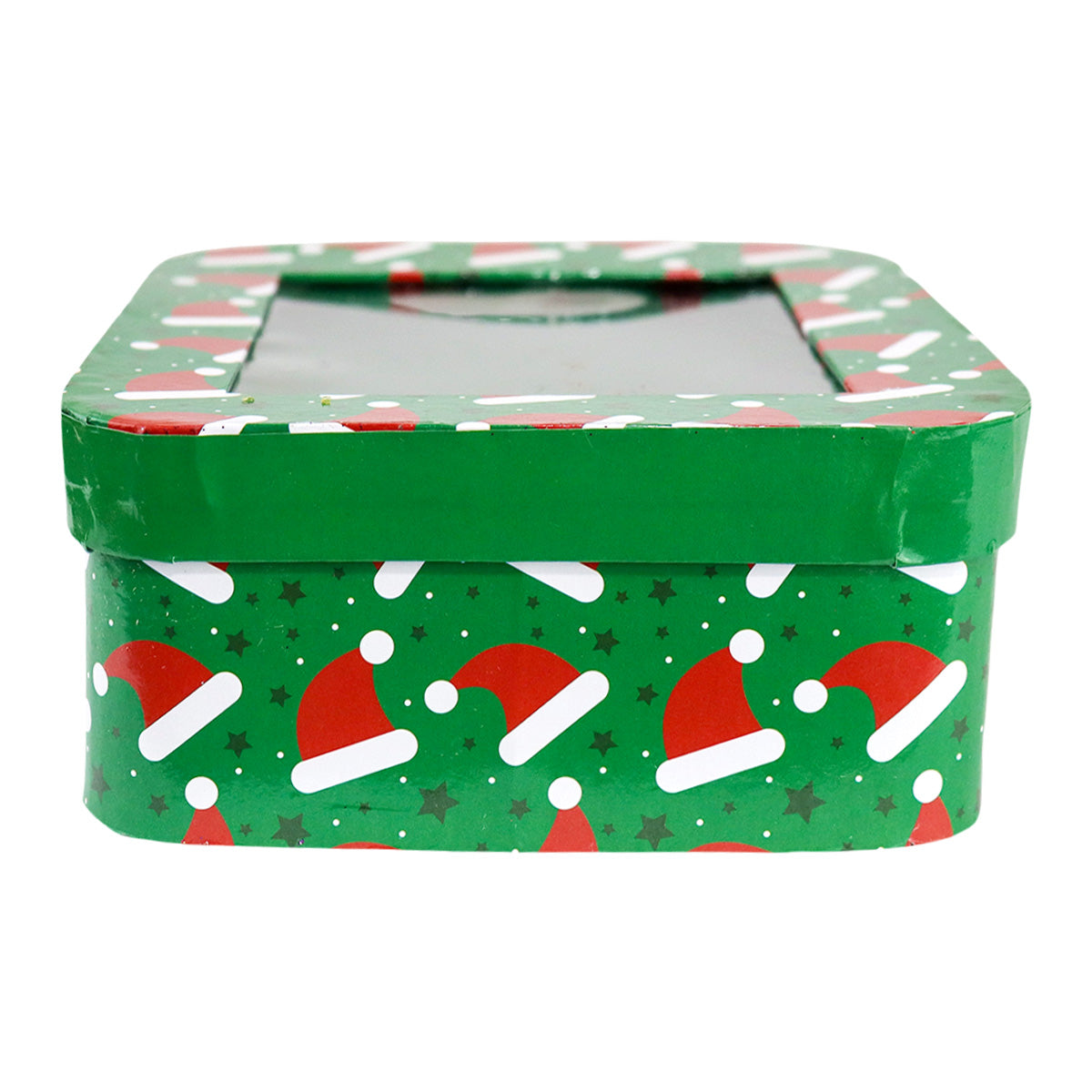 Caja Cuadrada Multiusos Navideña con Ventana, Color Verde