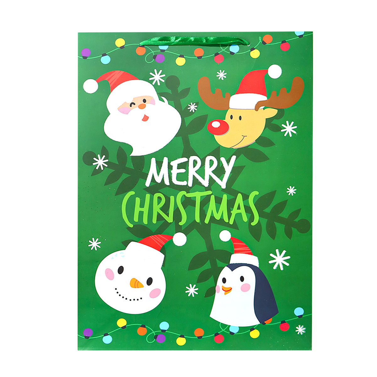 Bolsa de Regalo Navideña Grande "Merry Christmas" Color Verde