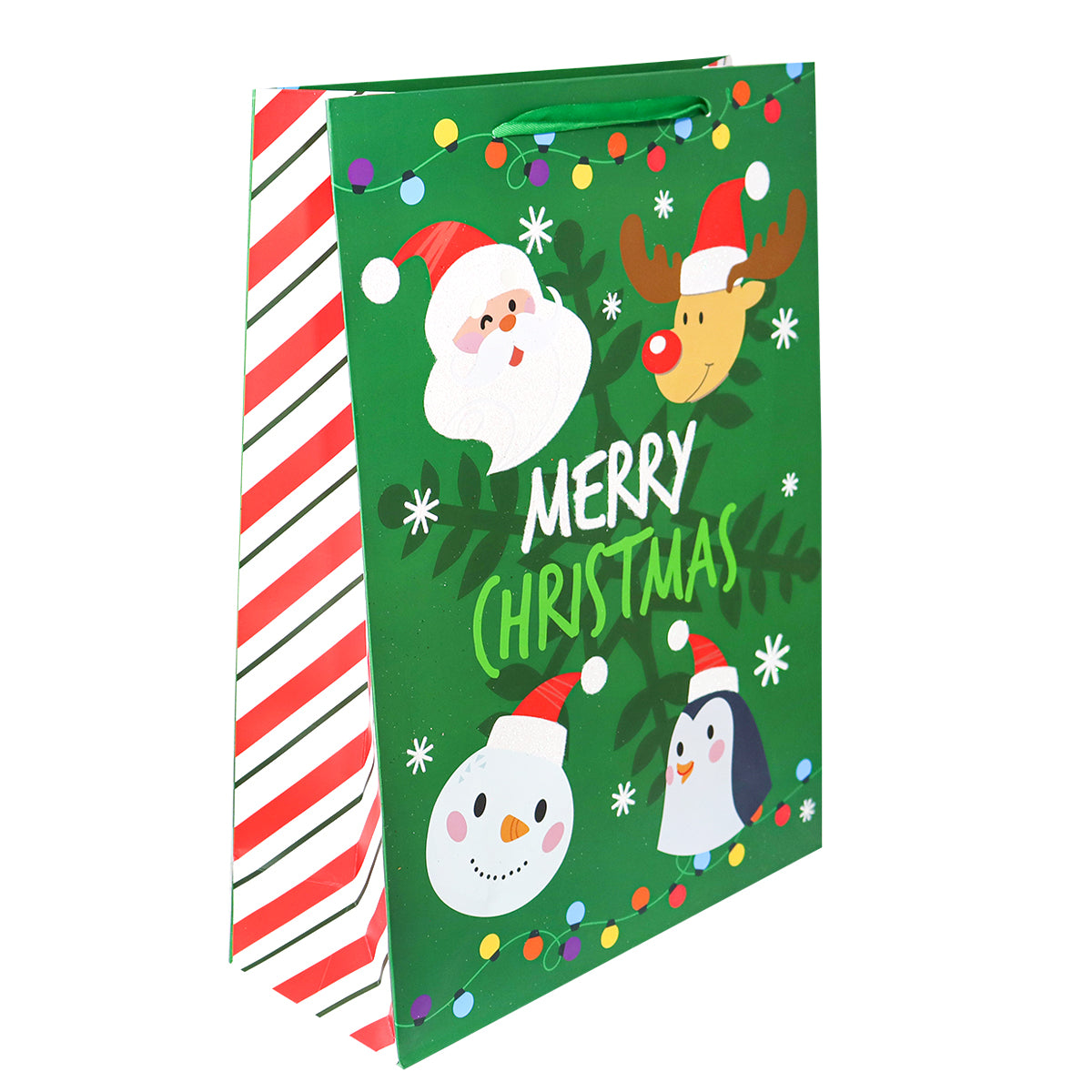 Bolsa de Regalo Navideña Grande "Merry Christmas" Color Verde