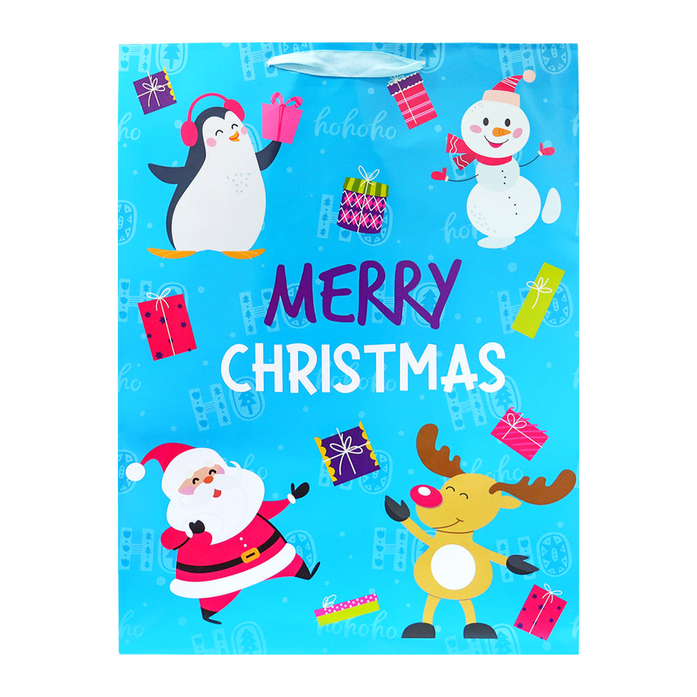 Bolsa de Regalo Navideña Grande, Color Azul