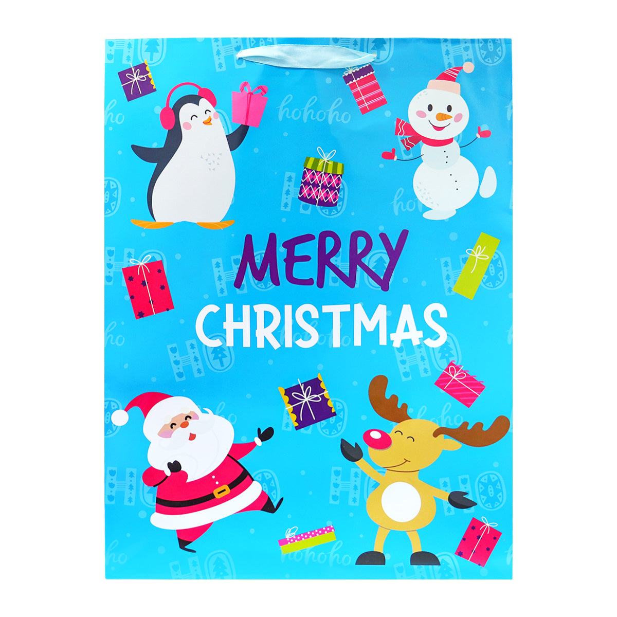 Bolsa de Regalo Navideña Grande, Color Azul