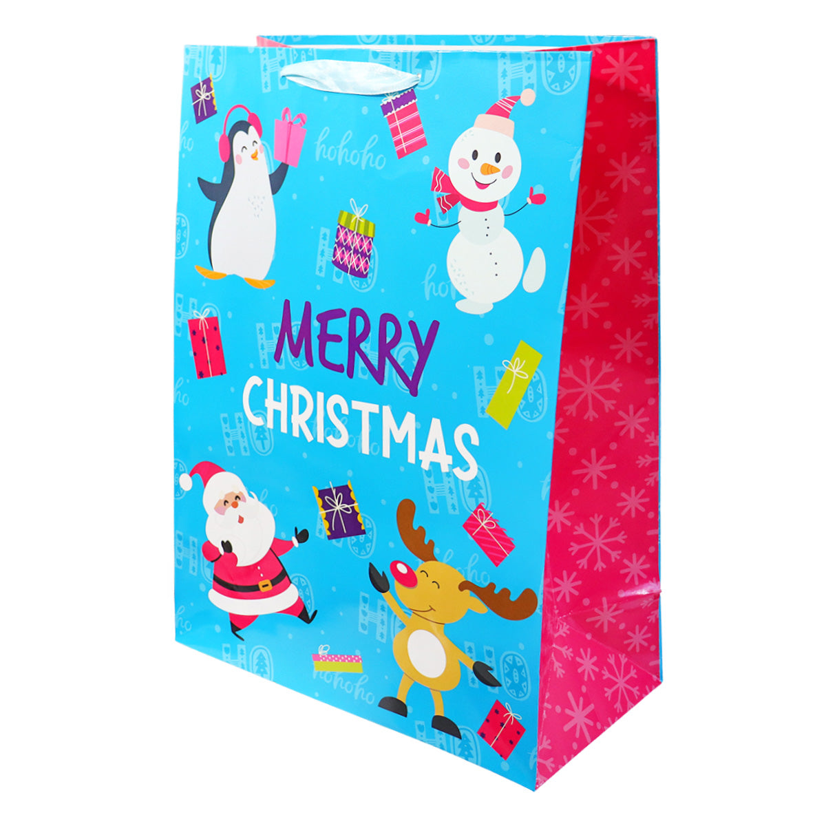 Bolsa de Regalo Navideña Grande, Color Azul