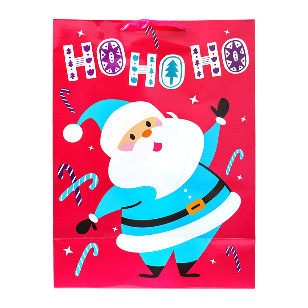 Bolsa de Regalo Navideña Grande, Santa Claus, Color Rosa