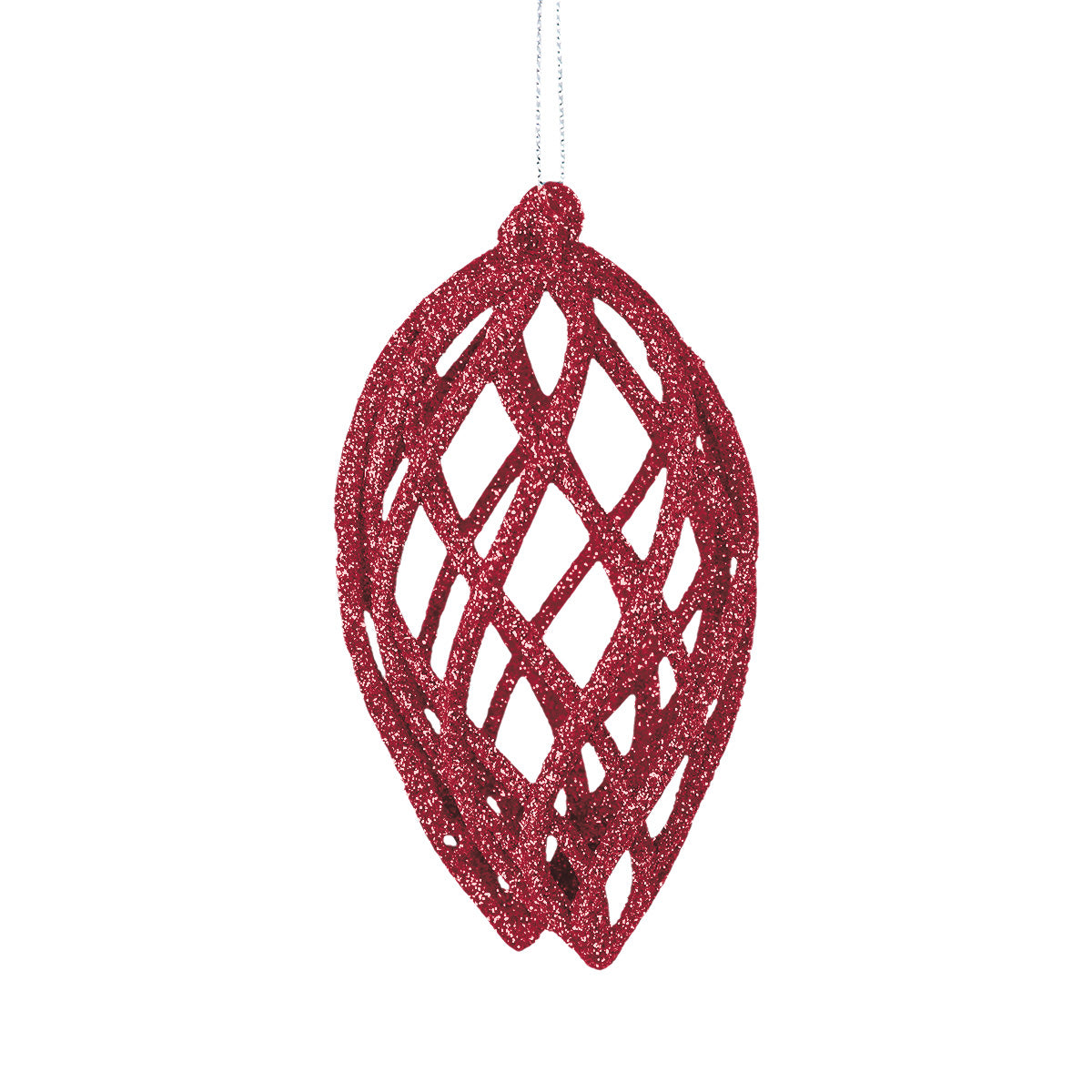 Esferas Navideñas con Glitter, Forma Lágrima, Color Fucsia, 2 pzas