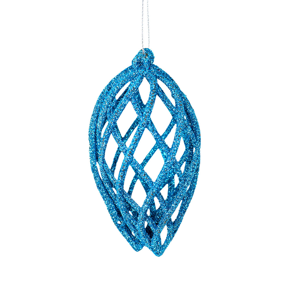 Esferas Navideñas con Glitter, Forma Lágrima, Color Azul, 2 pzas