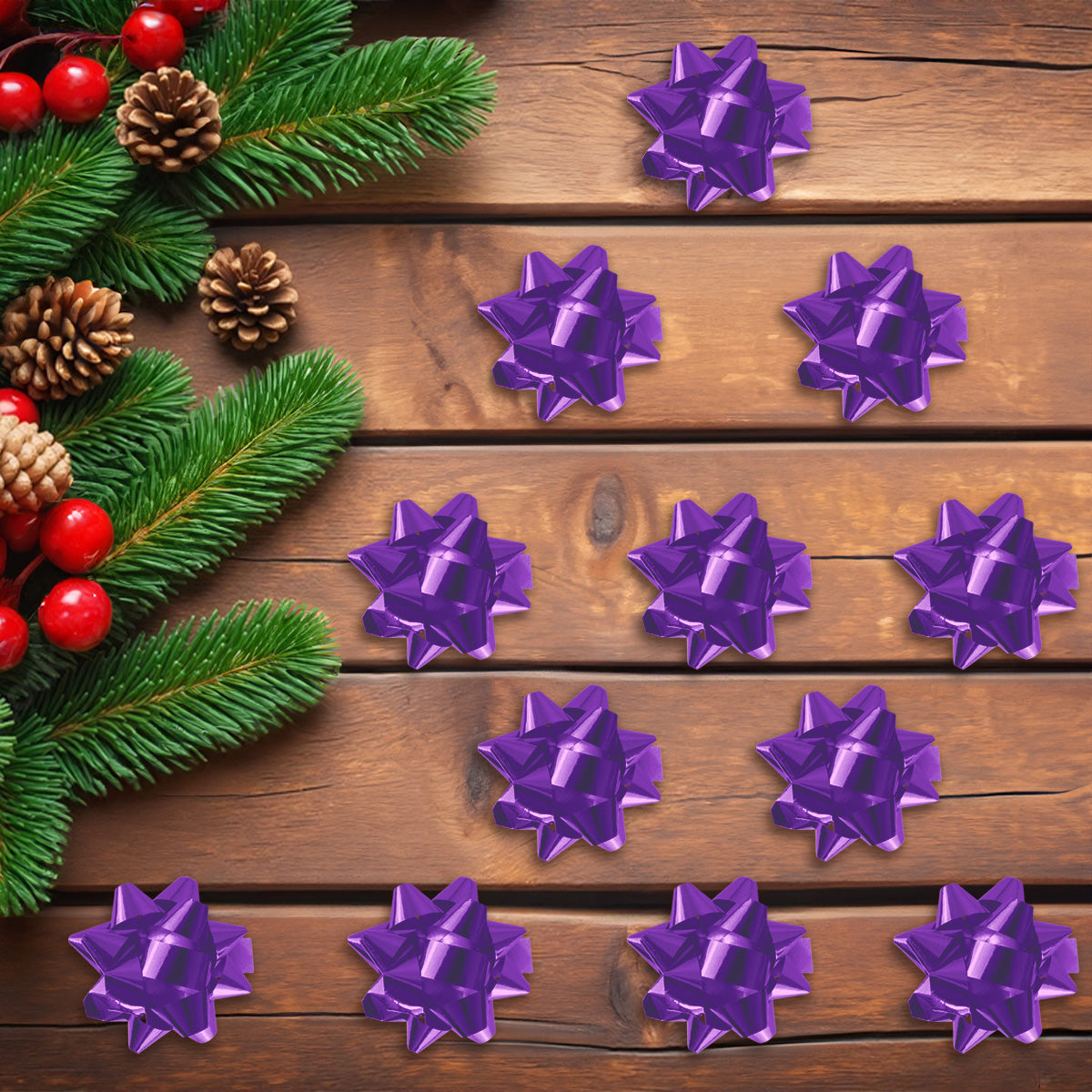 Mini Moños para Regalo, 12 pzas, Color Morado