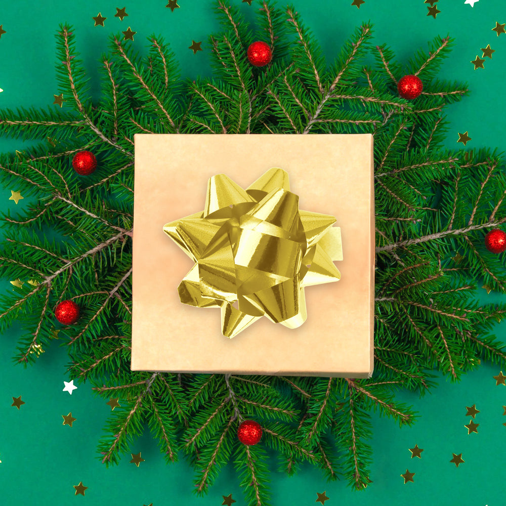 Mini Moños para Regalo, 12 pzas, Color Dorado