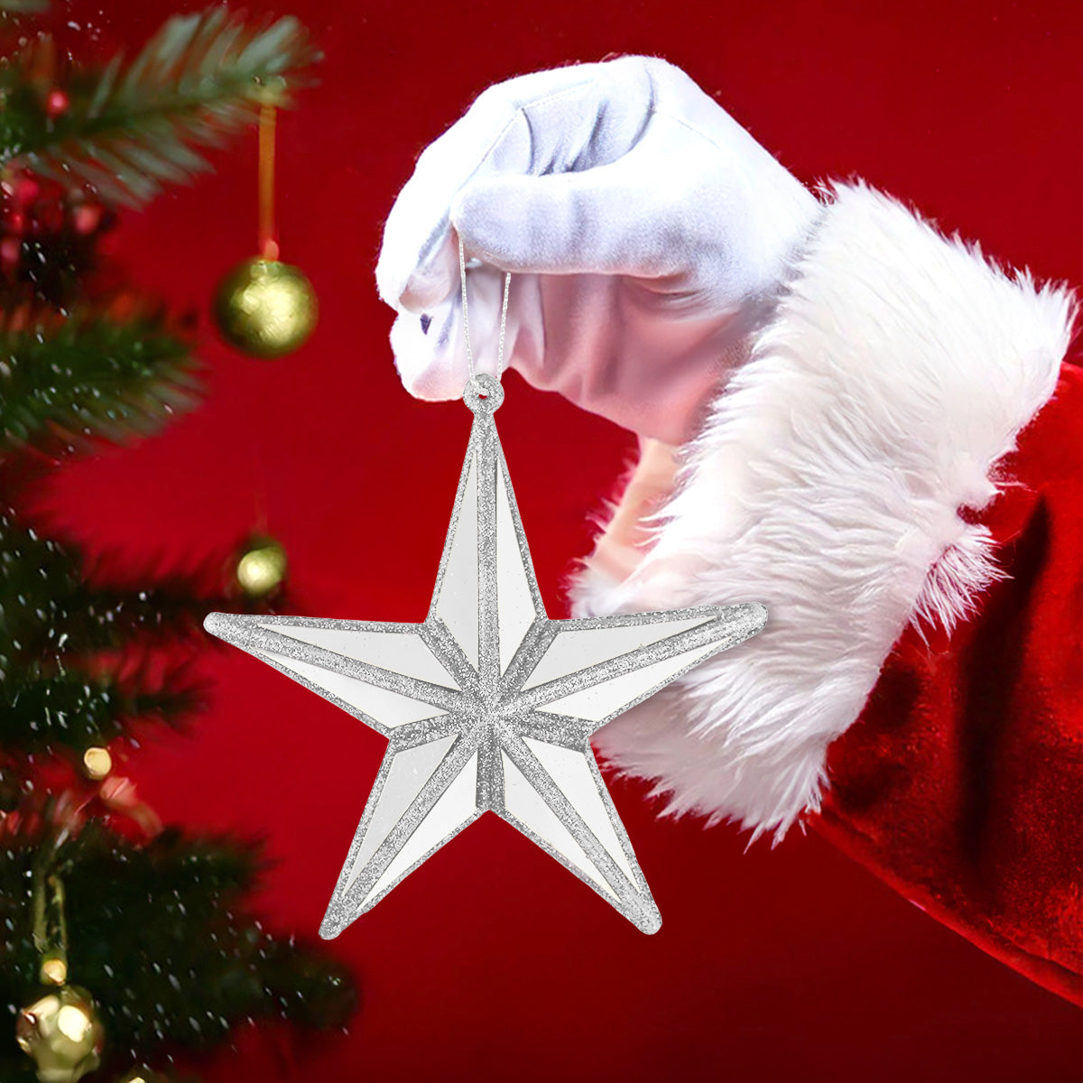 Estrella, Decoración Colgante, Efecto Espejo, Color Plata