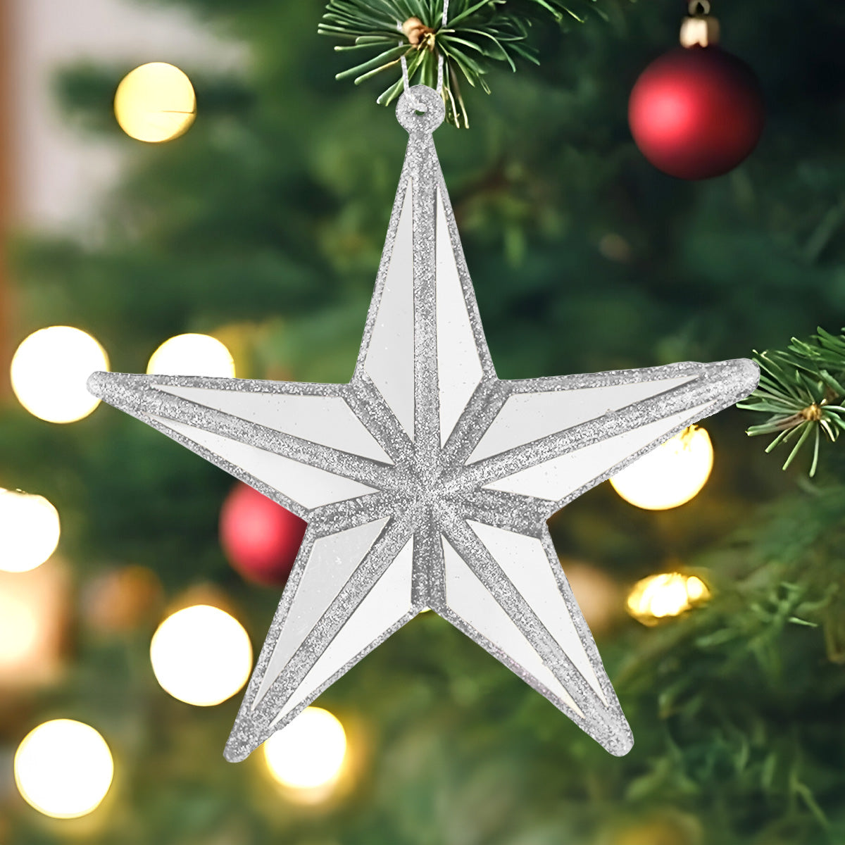 Estrella, Decoración Colgante, Efecto Espejo, Color Plata