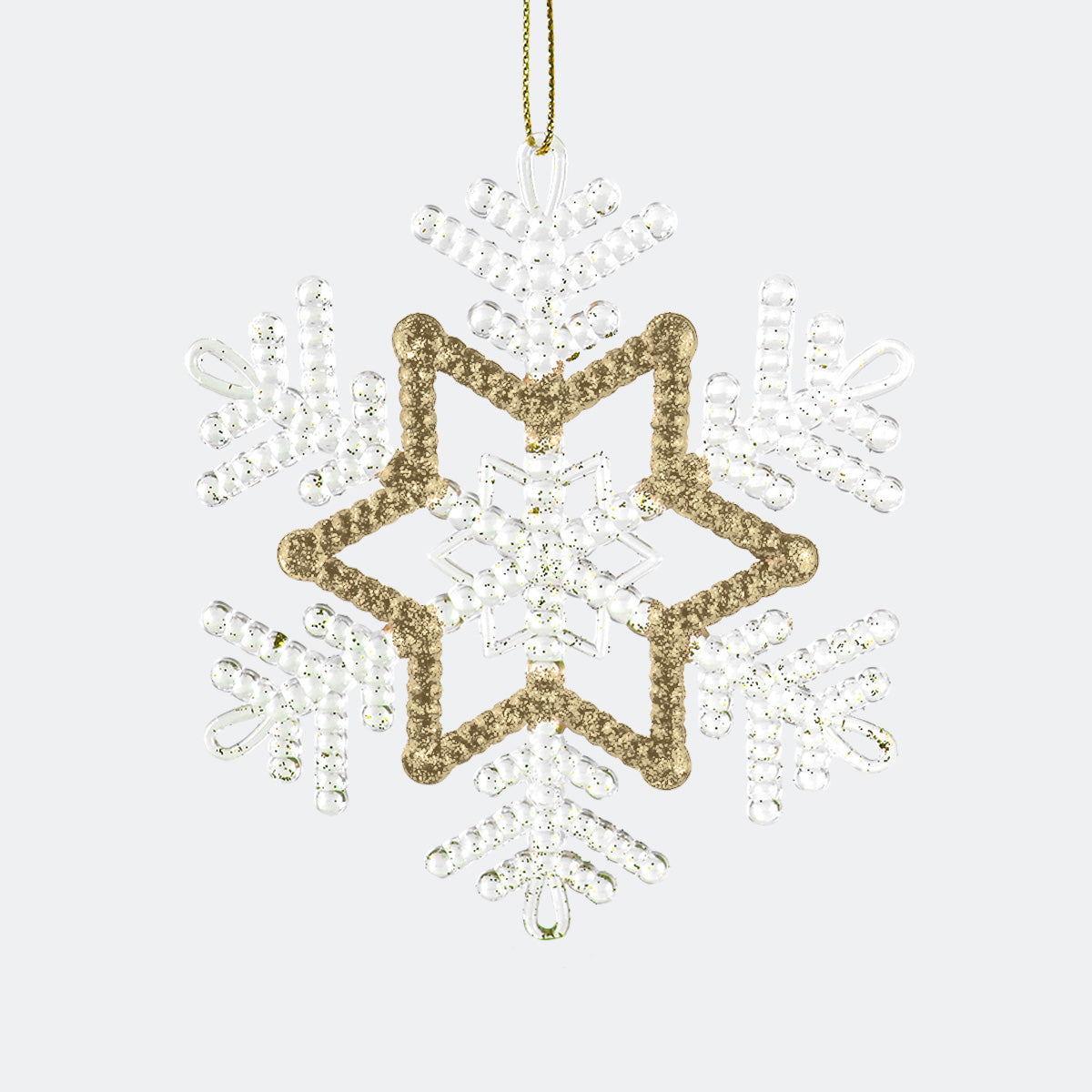 Copo de Nieve, Plástico y Glitter, Color Dorado