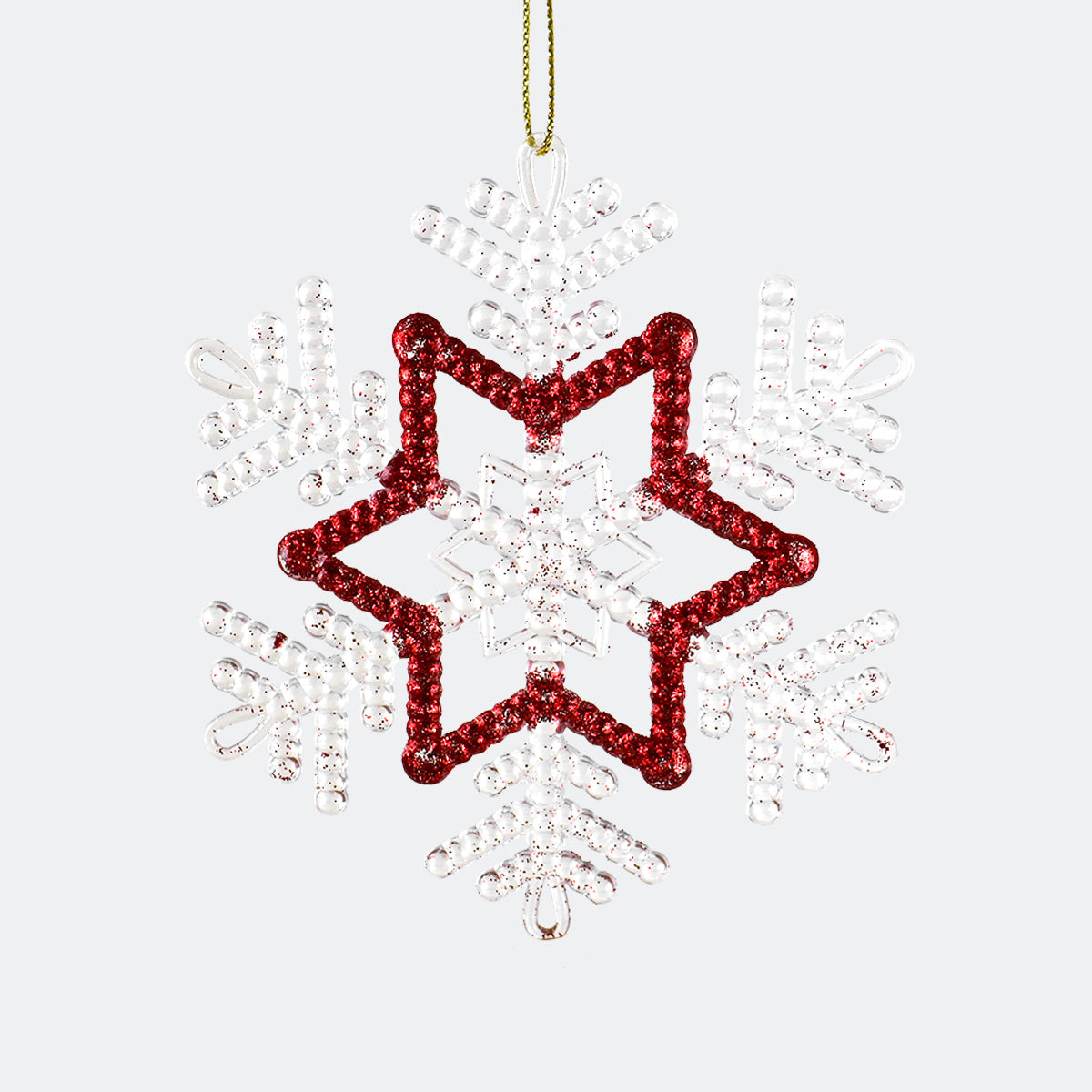 Copo de Nieve, Plástico y Glitter, Color Rojo