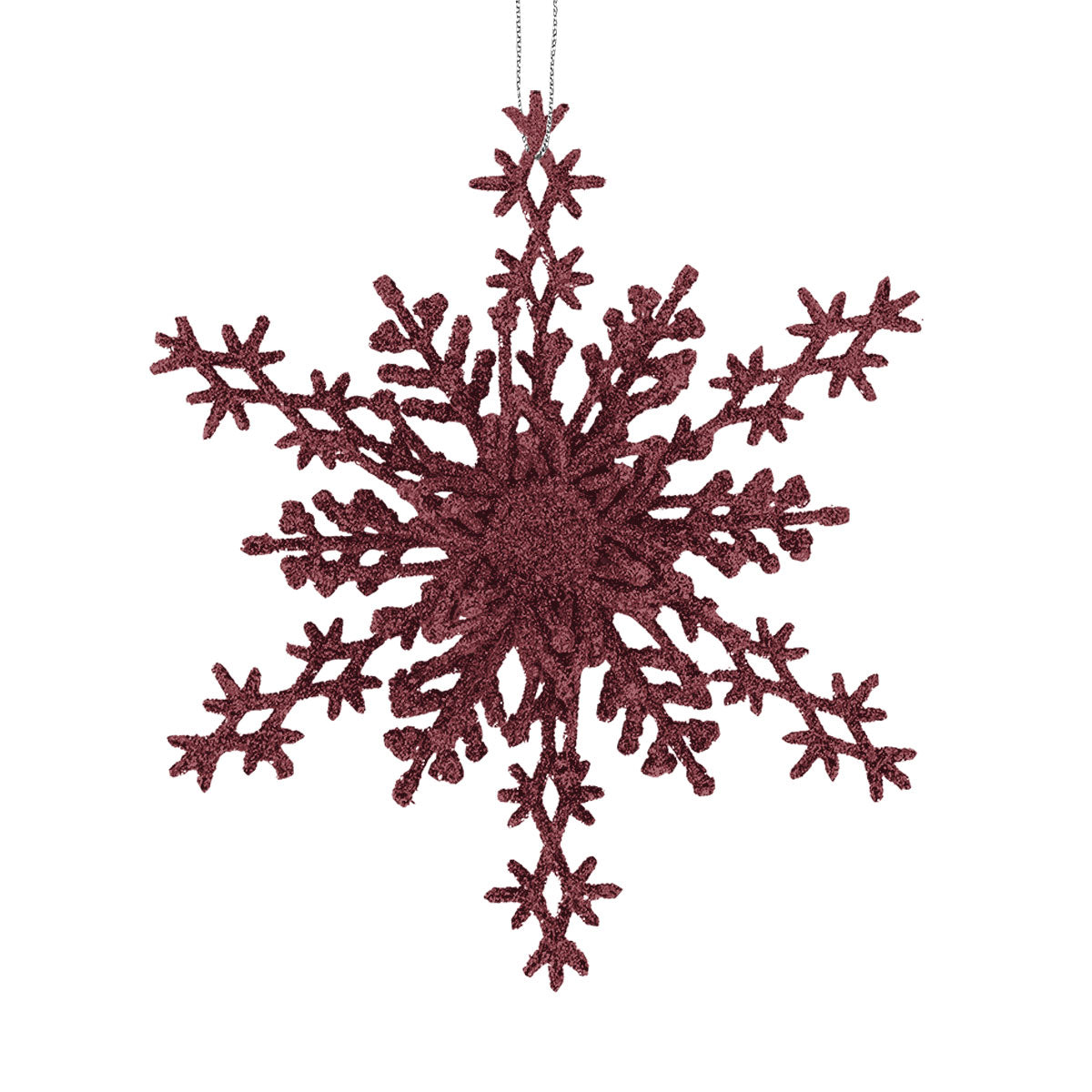 Copo de Nieve, Ornamento Navideño con Glitter, Color Vino