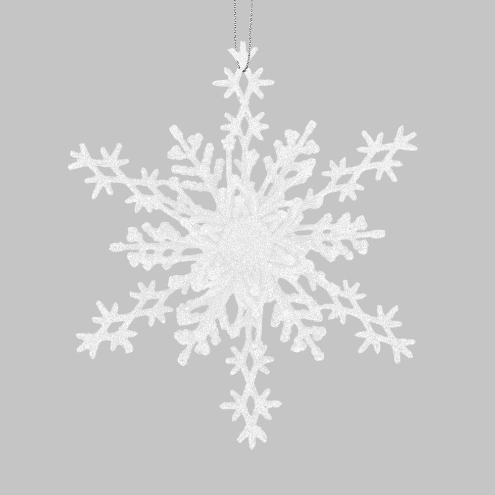 Copo de Nieve, Ornamento Navideño con Glitter, Color Blanco