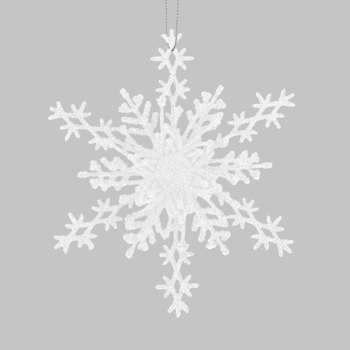 Copo de Nieve, Ornamento Navideño con Glitter, Color Blanco