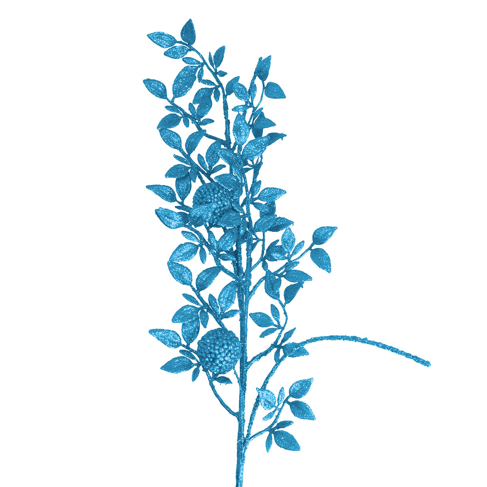 Vara de Follaje Artificial, Glitter, Color Azul