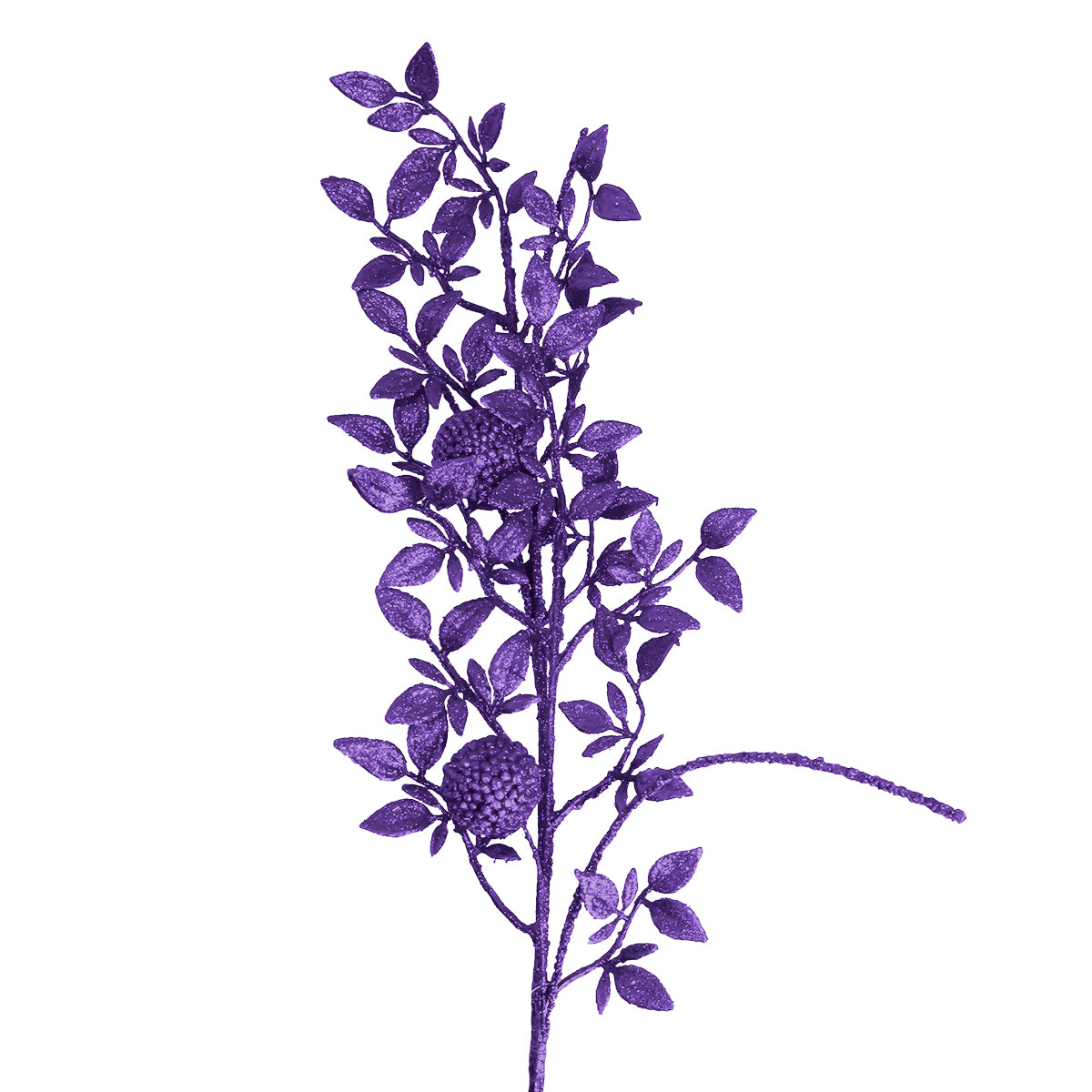 Vara de Follaje Artificial, Glitter, Color Morado