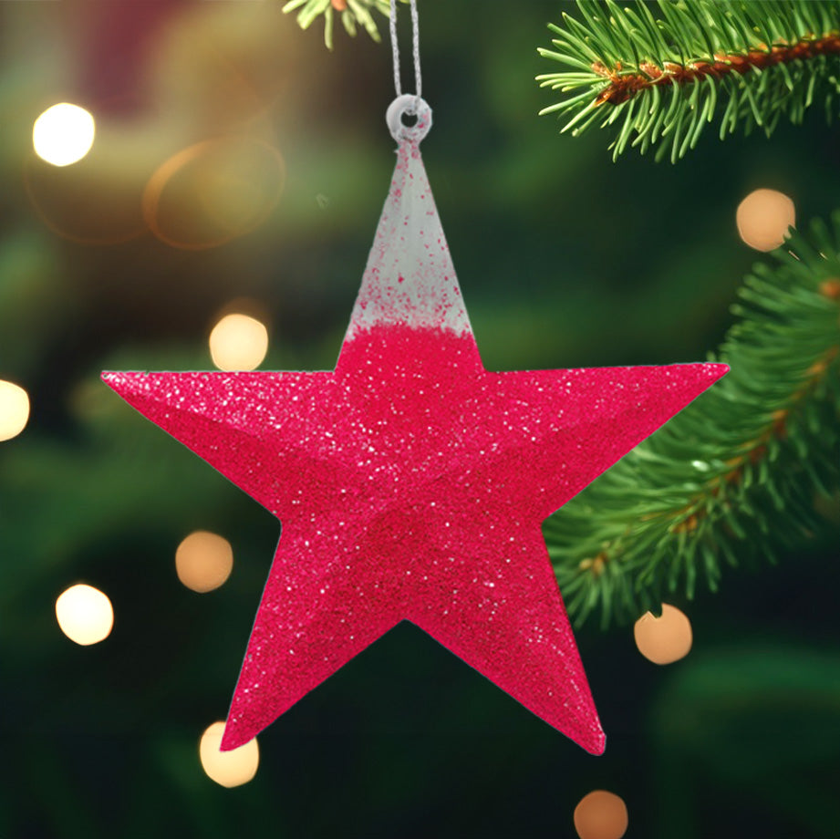 Estrella, Decoración Colgante, Glitter, 2 pzas