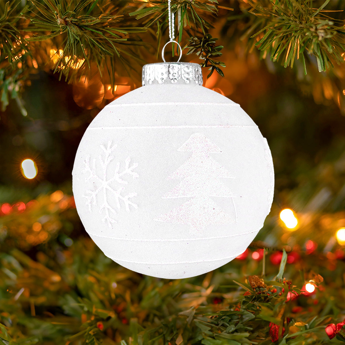 Esfera Navideña, Color Blanco, 10 cm