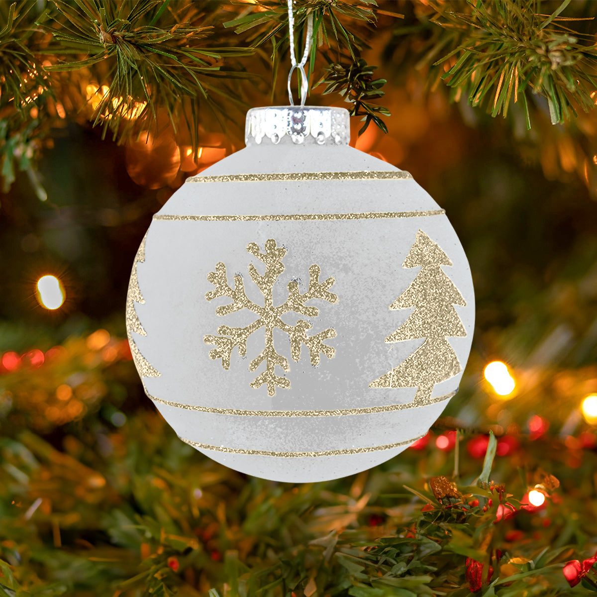 Esfera Navideña Terciopelo, Color Gris, 10 cm