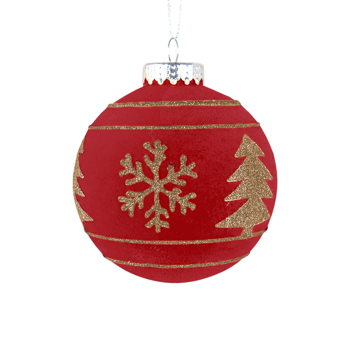 Esfera Navideña Terciopelo, Color Vino, 10 cm