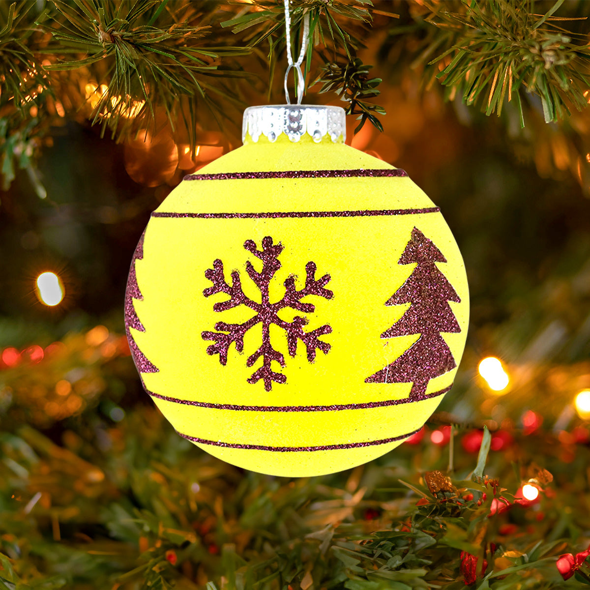 Esfera Navideña, Color Amarillo, 10 cm