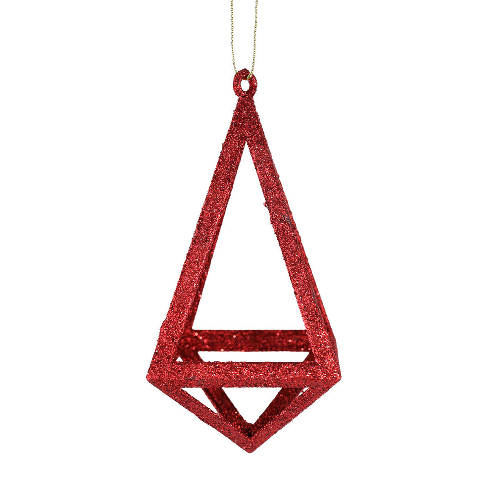 Ornamento Geométrico Navideño, Color Rojo, 14 cm
