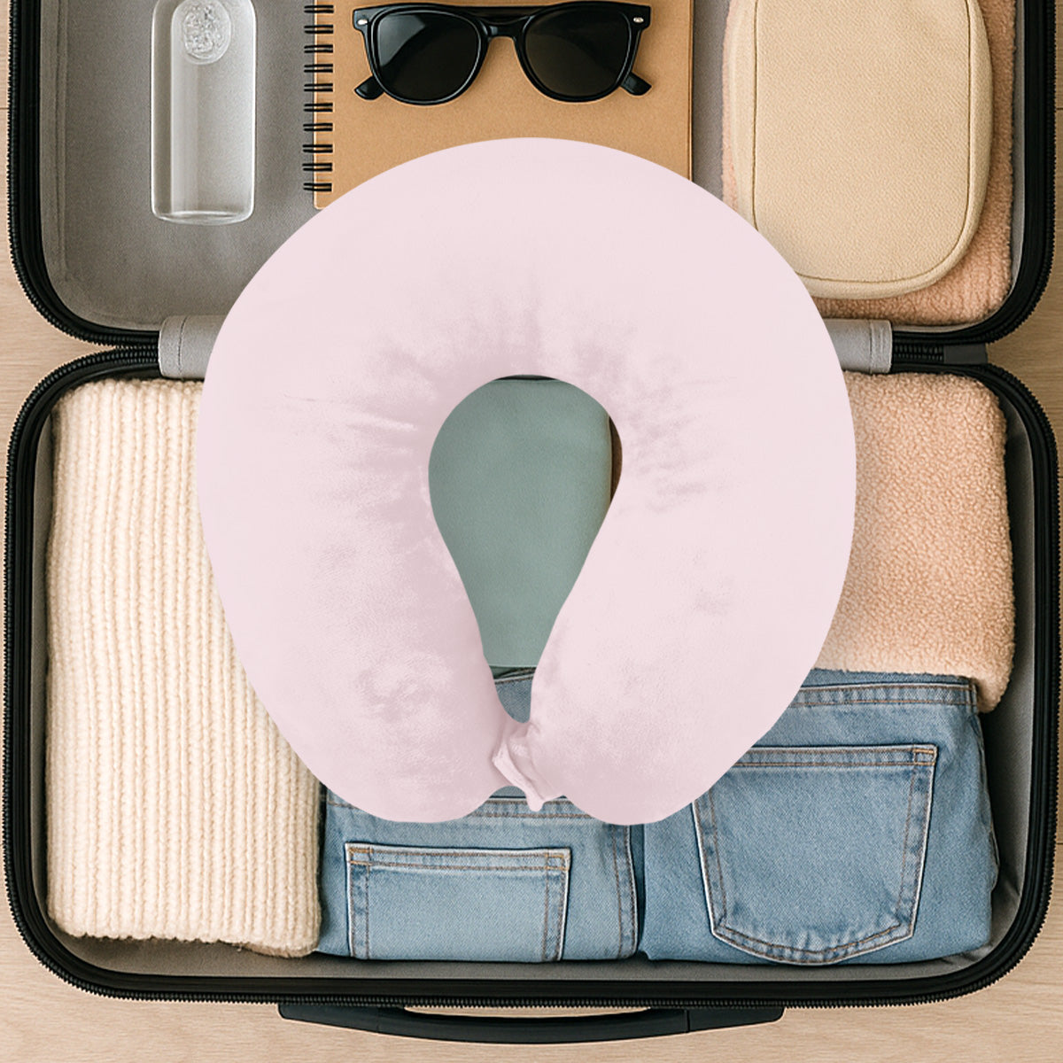 Almohada de Viaje Ergonómica, Color Lila