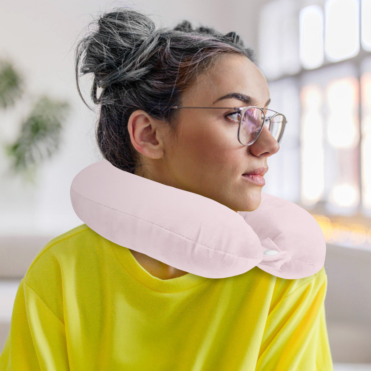 Almohada de Viaje Ergonómica, Color Lila