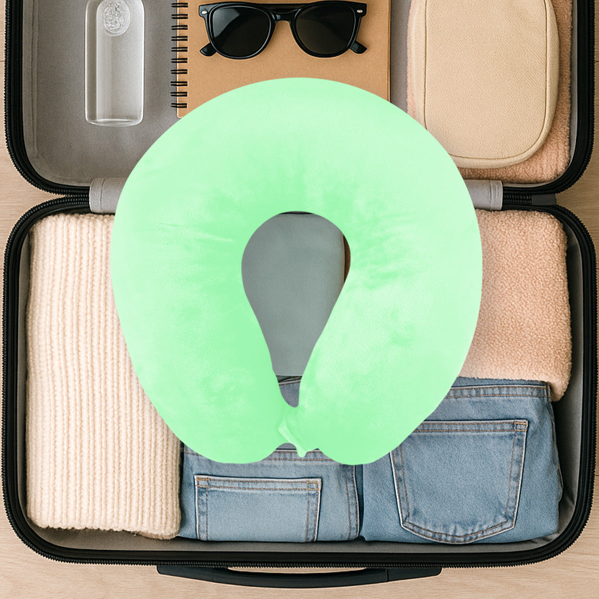 Almohada de Viaje Ergonómica, Color Menta