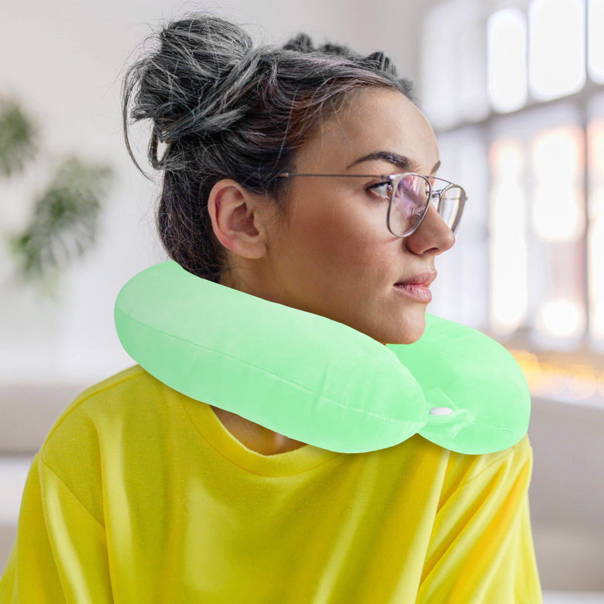 Almohada de Viaje Ergonómica, Color Menta