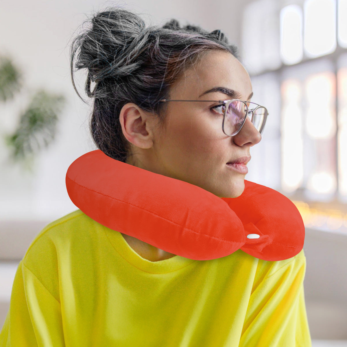 Almohada de Viaje Ergonómica, Color Ladrillo