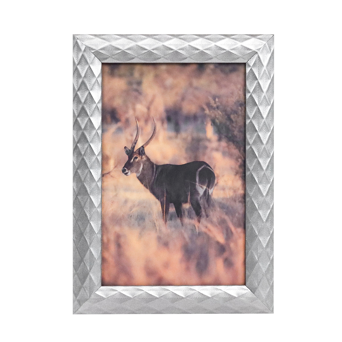 Portarretrato Textura Rombos, Color Plata, 10x15 cm