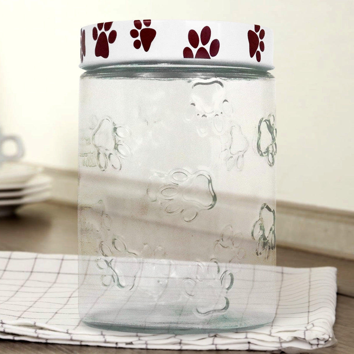 Frasco de Vidrio con Tapa, Huellitas, 1200 ml